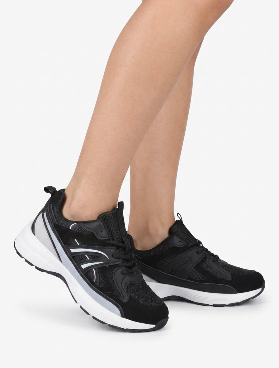 Baskets bouts ronds semelle 3 cm - Noir