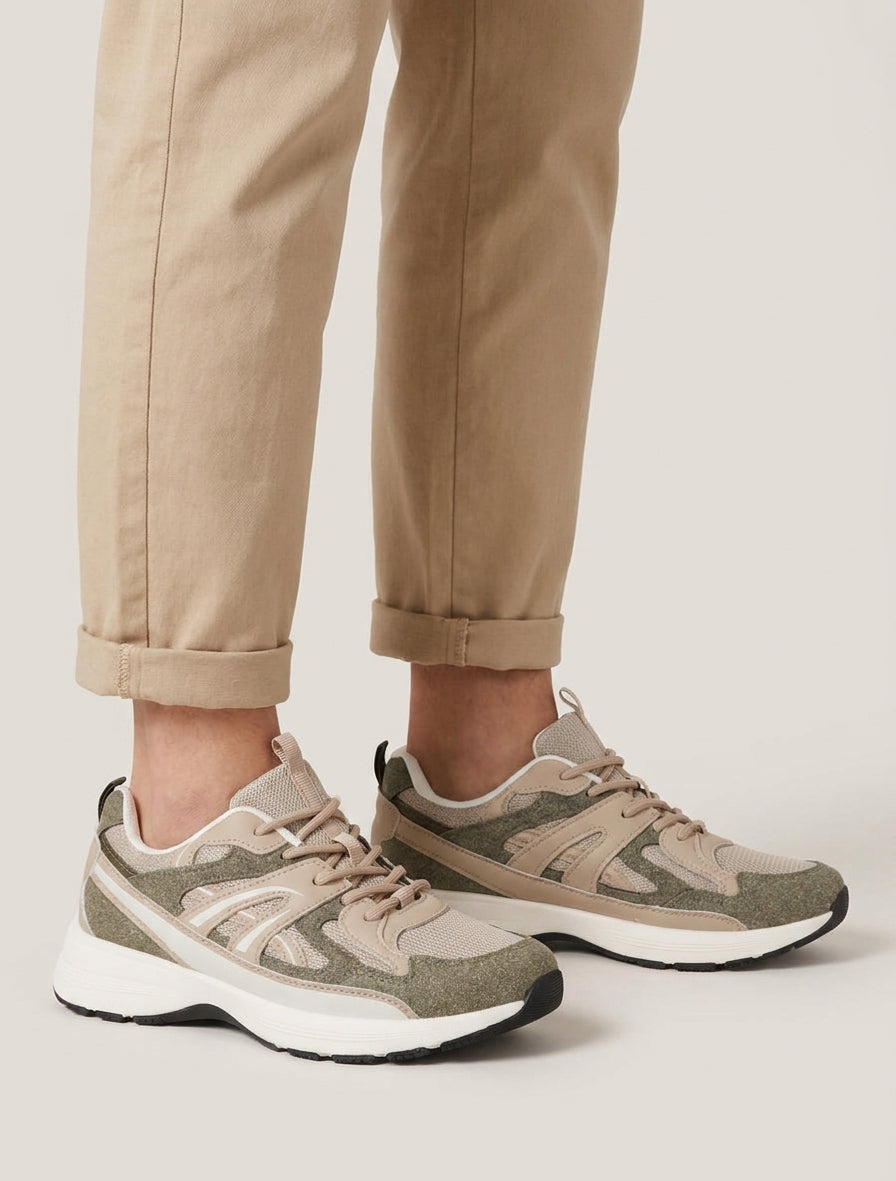 Baskets bandes nubuck - Kaki