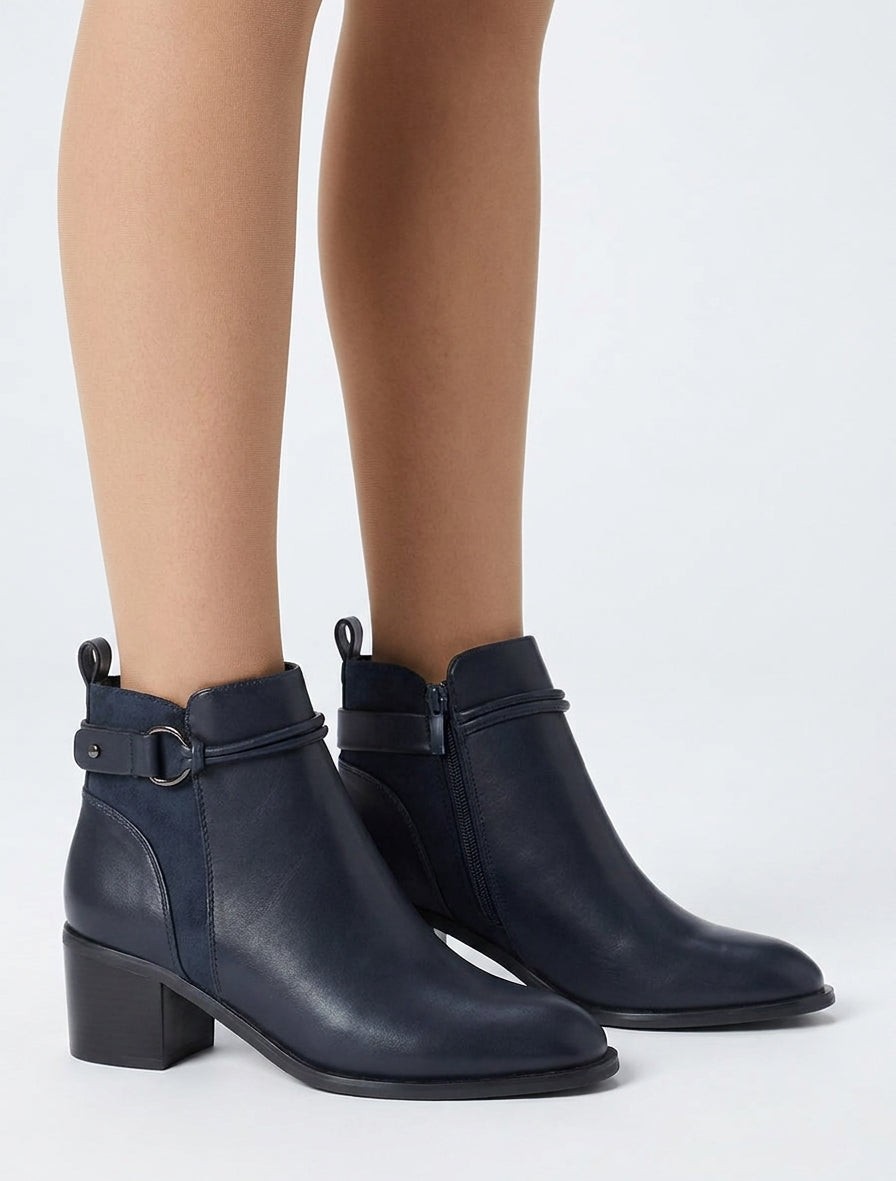 Bottines talon bloc suédine - Marine