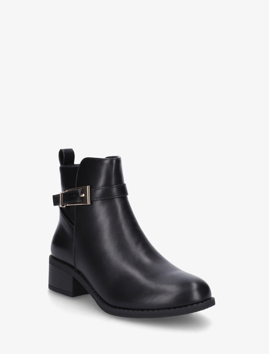 Bottines en simili à sangles - Noir - 2