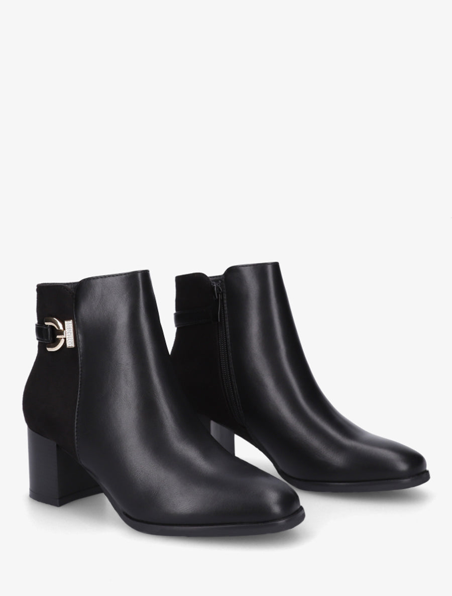 Bottines bimatière à boucle strassée - Noir - 4
