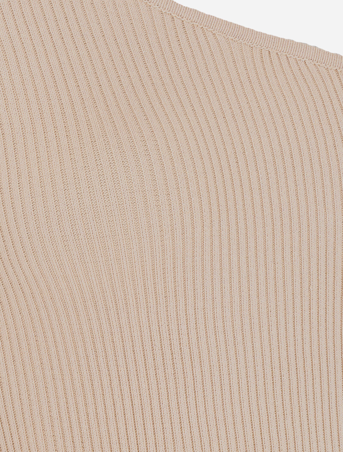 Robe pull côtelée et moulante à décolleté asymétrique - Beige - 3