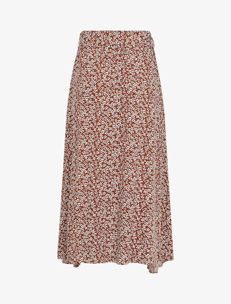 Jupe longue boutonnée à bas asymétrique - Marron - 2
