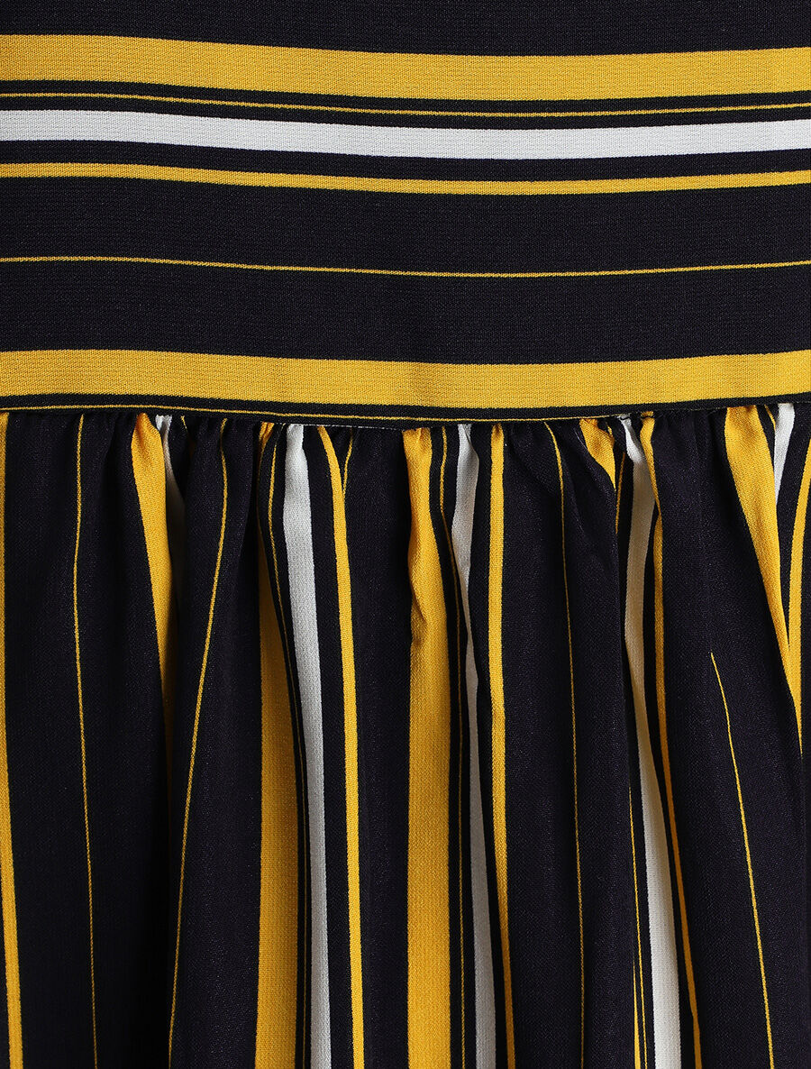 Robe longue rayée à bretelles à noeud - Marine - 3