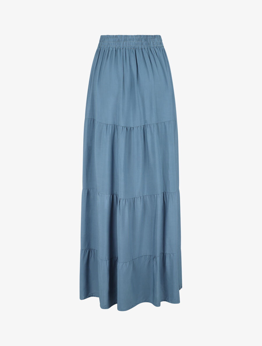 Jupe longue à taille élastiquée - Bleu - 2