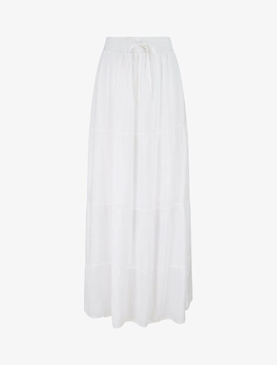 Jupe longue à taille élastiquée - Blanc - 4