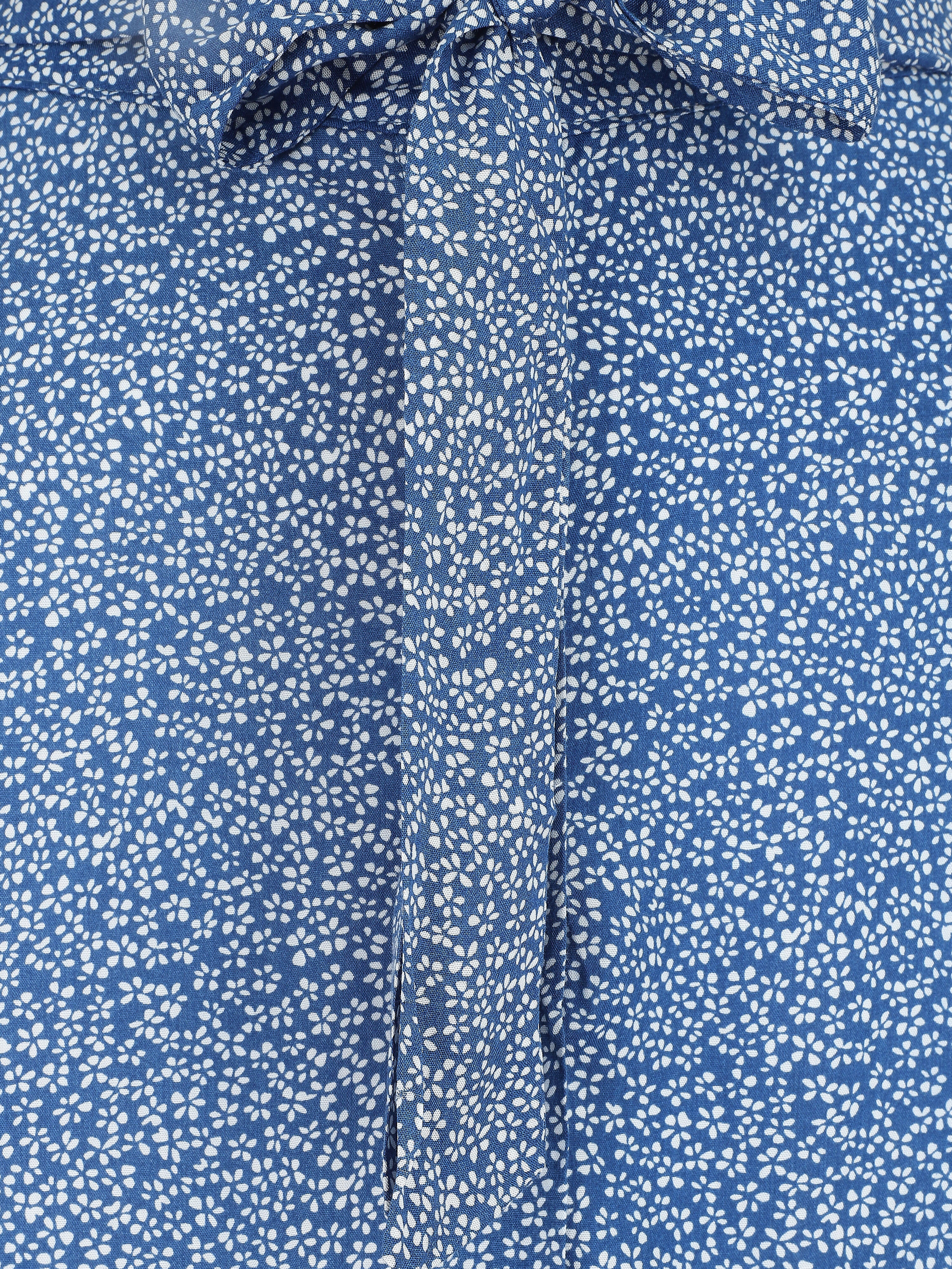 Jupe mi-longue évasée imprimé petites fleurs - Bleu - 3