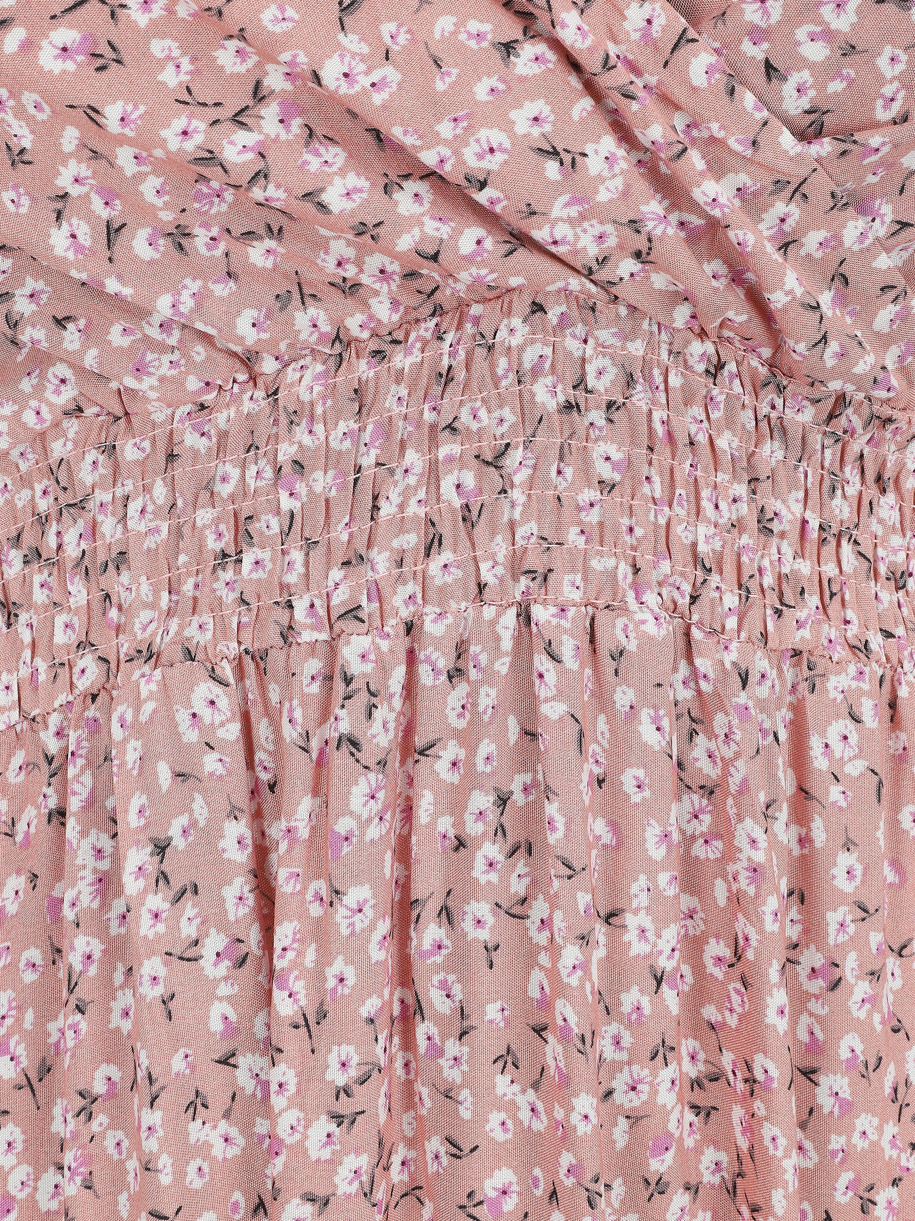 Robe longue à imprimé fleuri à fines bretelles - Rose - 3