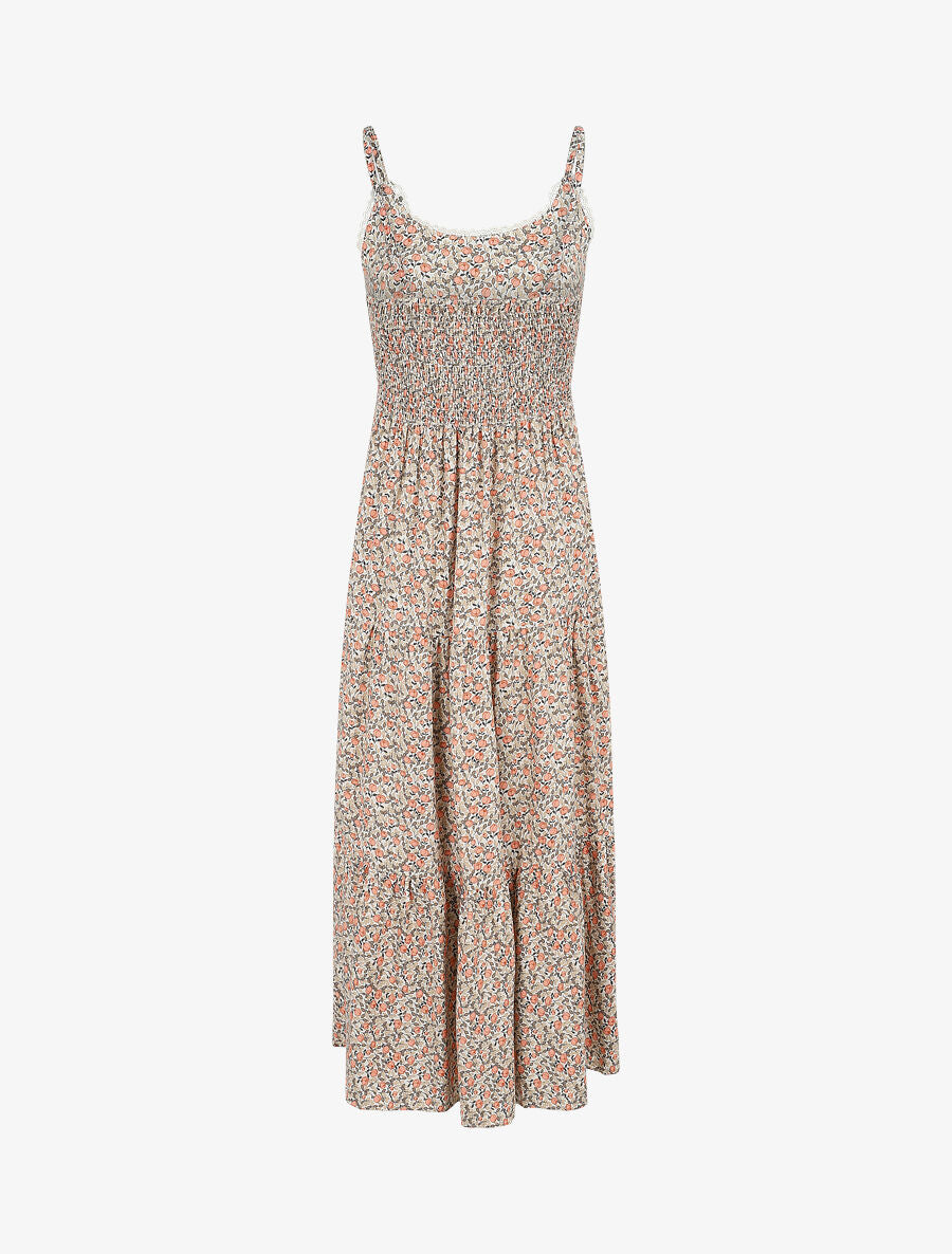 Robe longue à imprimé petites roses - Rose - 2