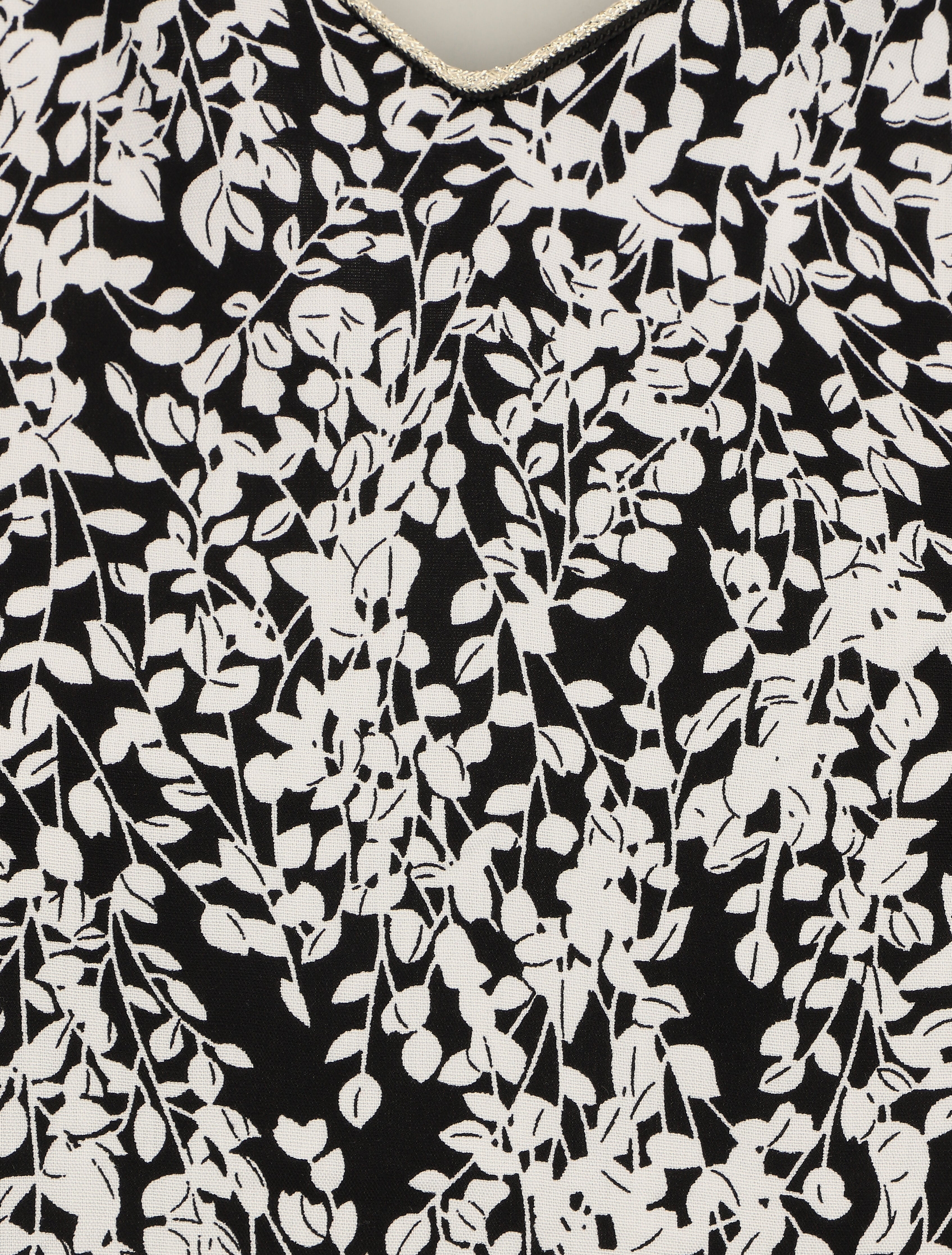 Blouse à imprimé feuillage et manches volantées - Noir - 3
