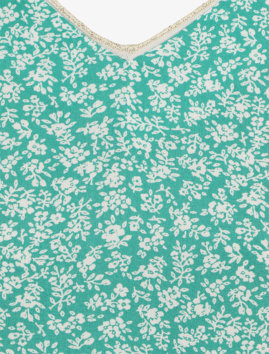 Blouse à imprimé fleuri et manches volantées - Vert - 3