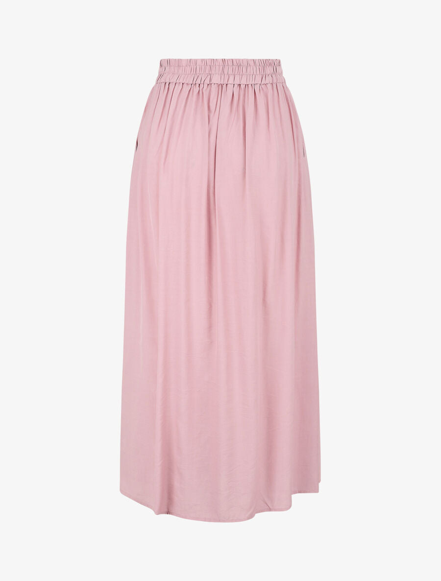 Jupe longue unie boutonnée - Rose - 2