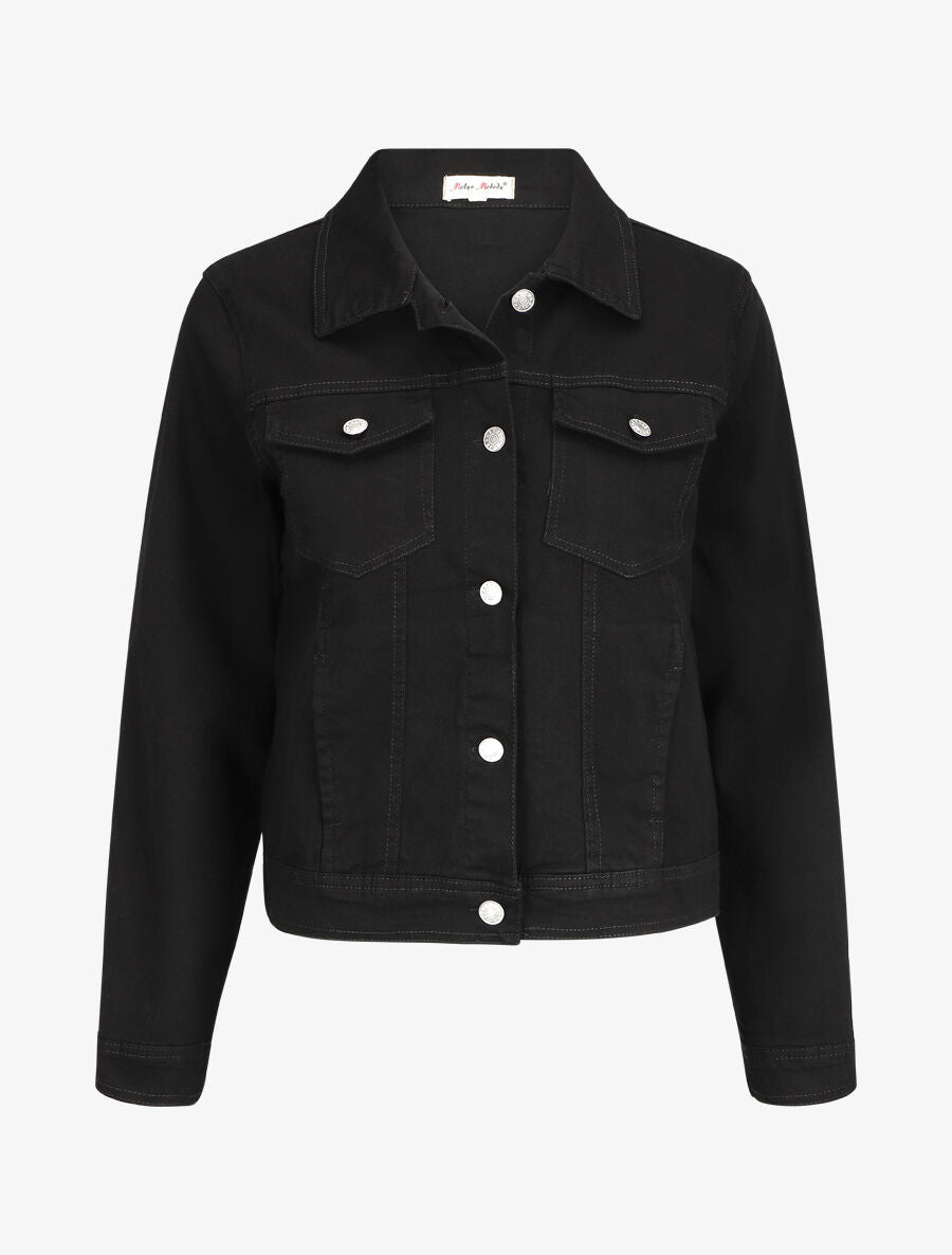 Veste oversize en jean basique - Noir - 4