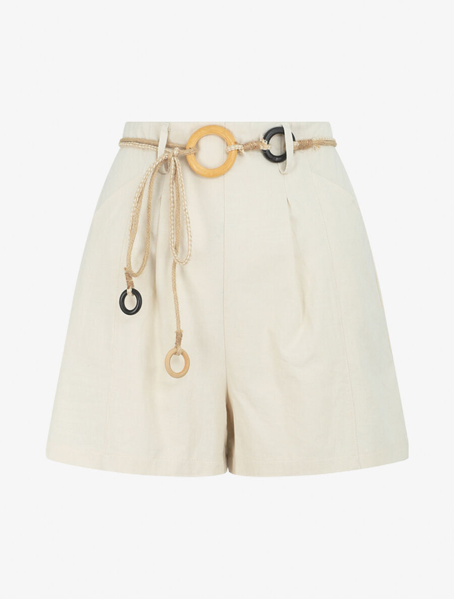 Short fluide à taille élastiquée - Écru - 1