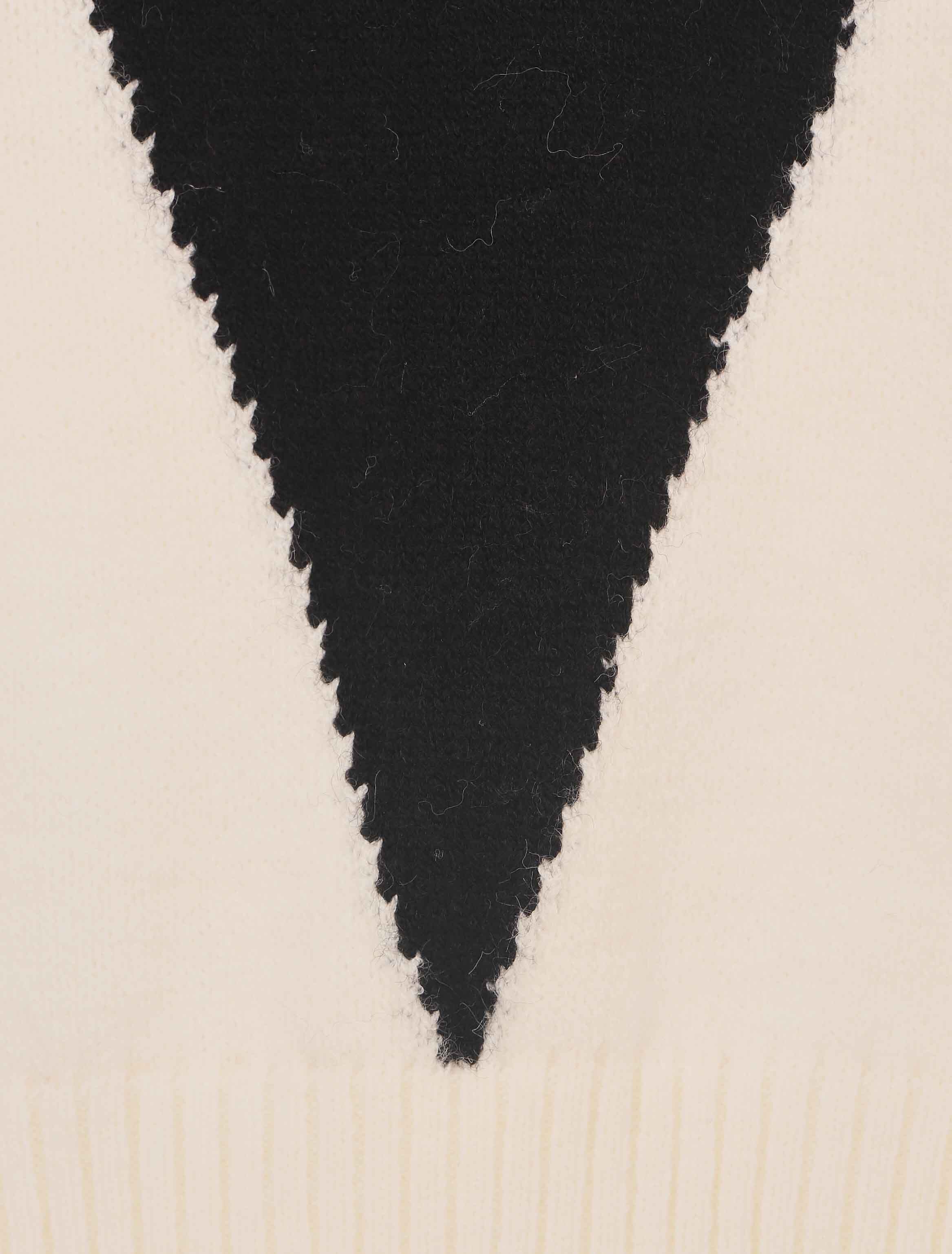 Pull col roulé à motif V - Noir/blanc - 3