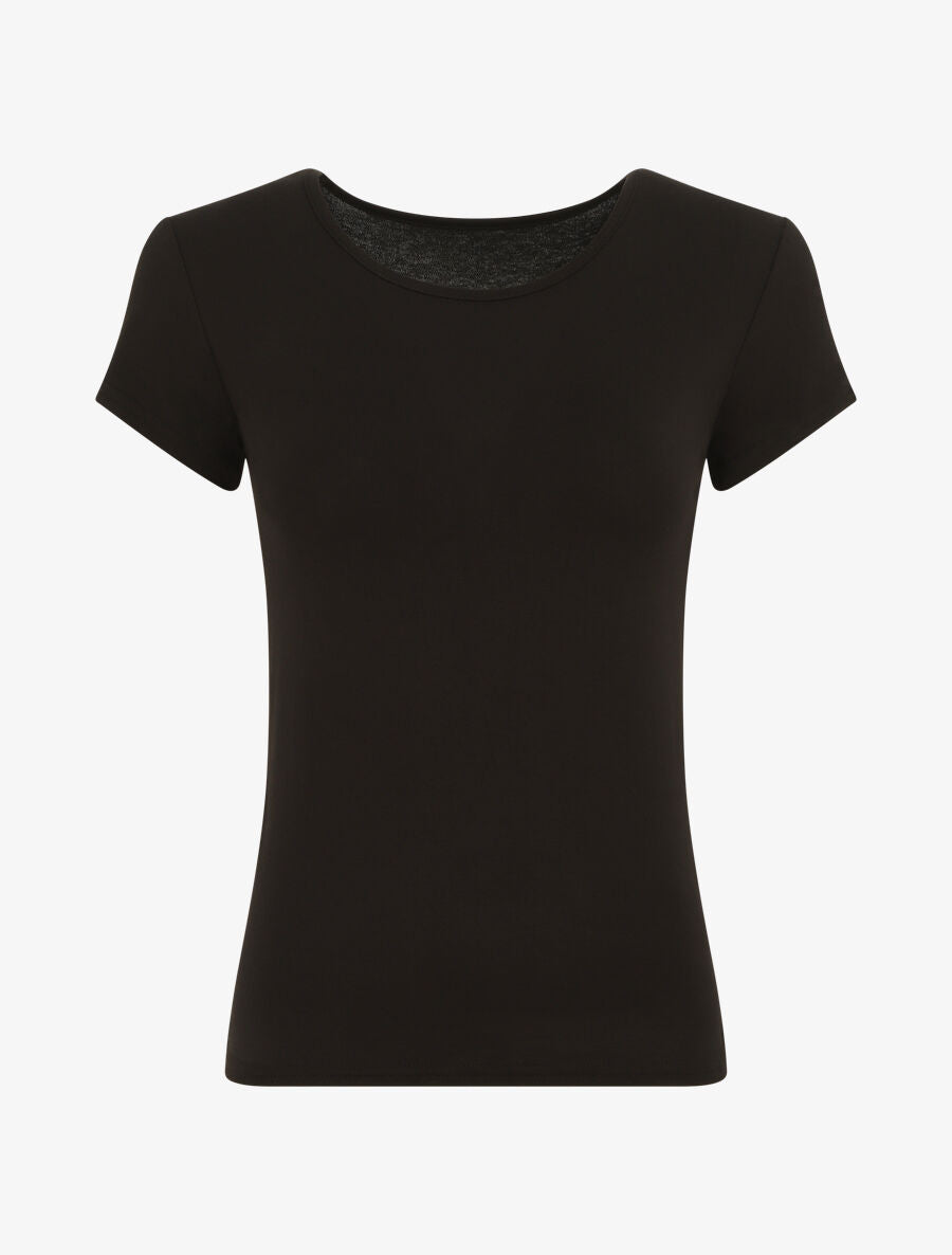T-shirt ajusté manches courtes uni - Noir - 4