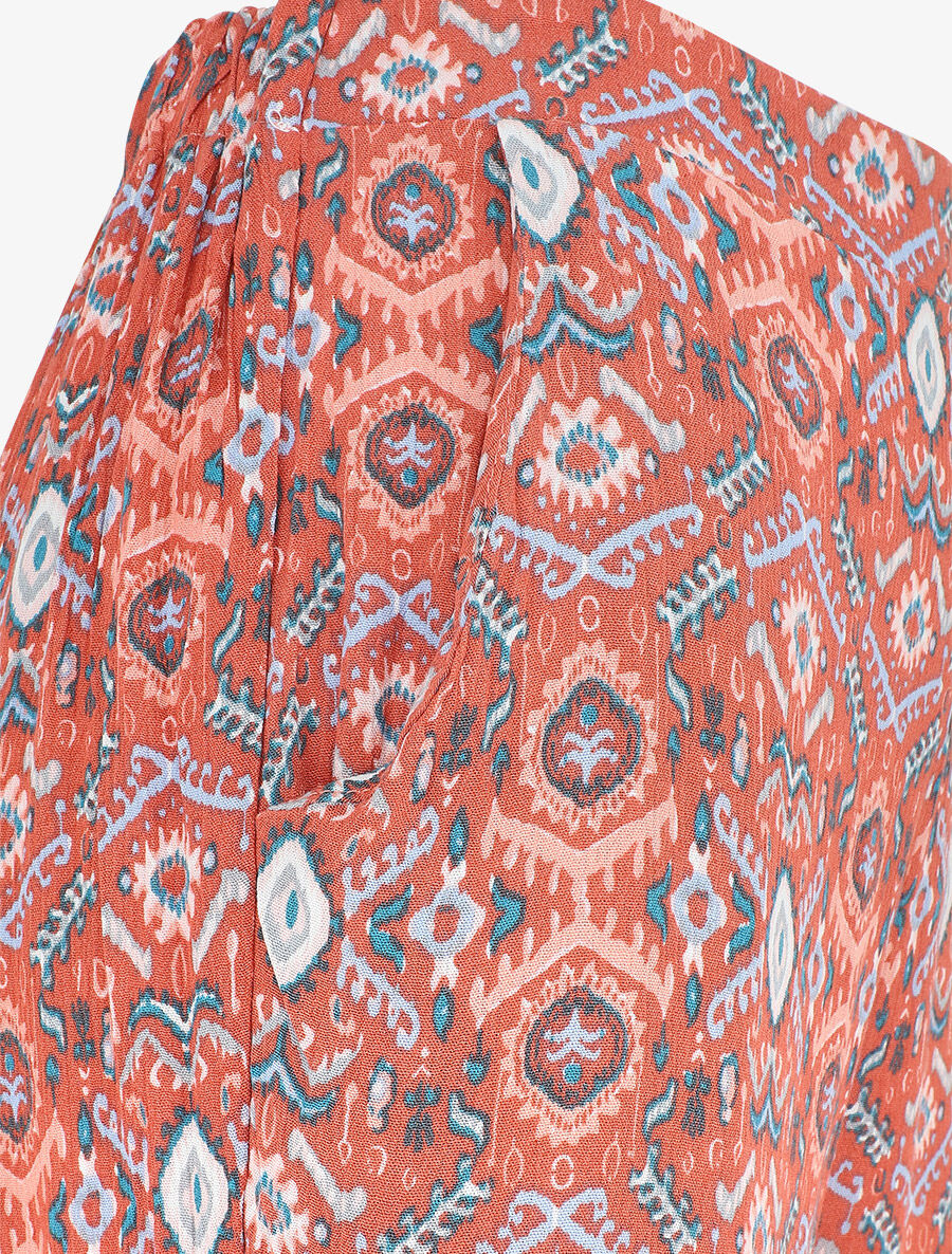 Pantalon droit imprimé fantaisie - Brique - 3