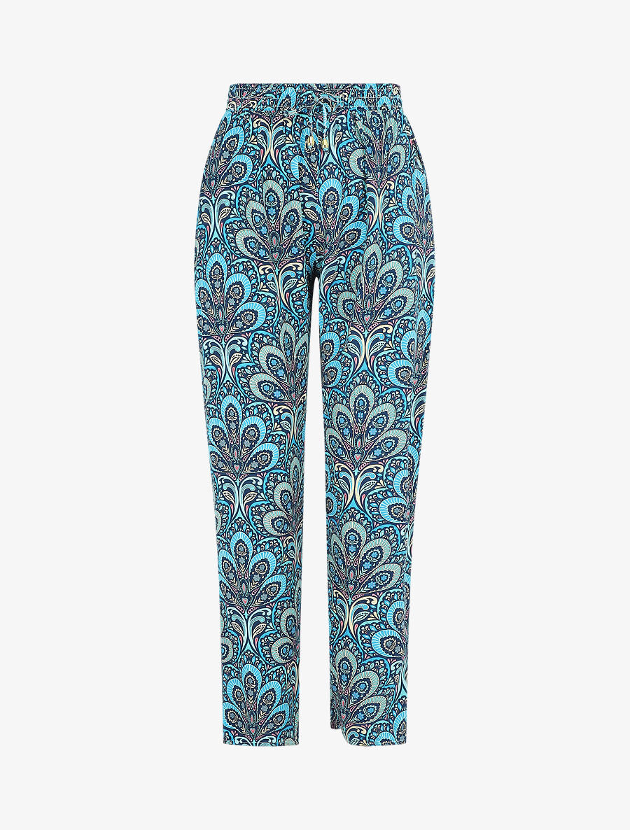 Pantalon droit motif cachemire - Bleu - 1