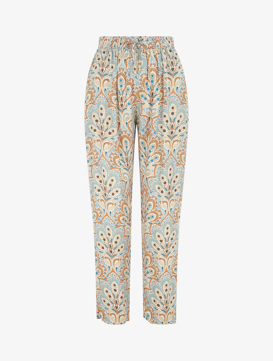 Pantalon droit motif cachemire - Beige - 1