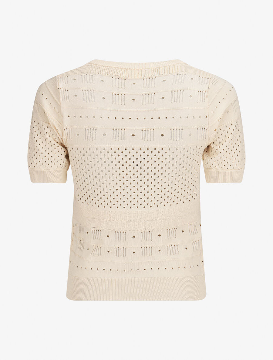 Top fin uni ajouré - Beige - 2