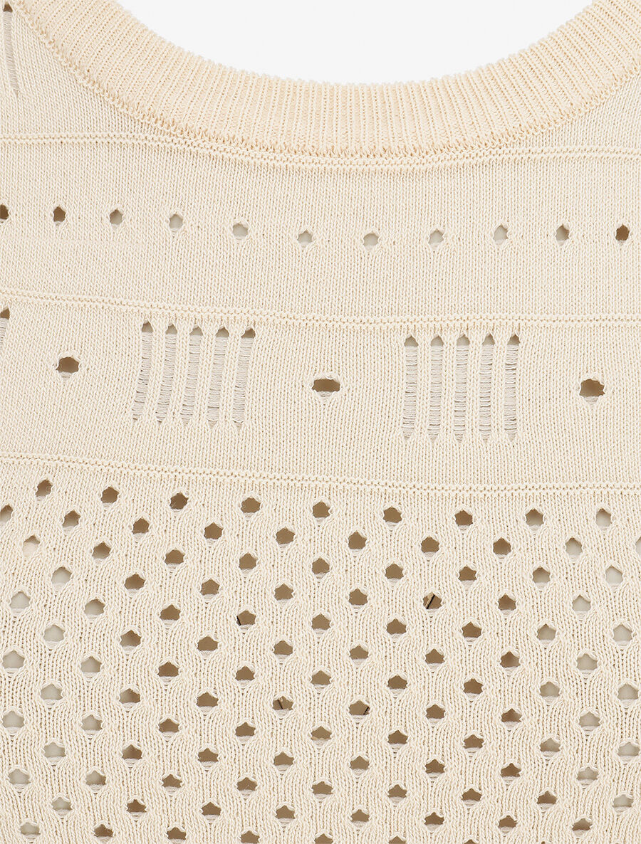 Top fin uni ajouré - Beige - 3