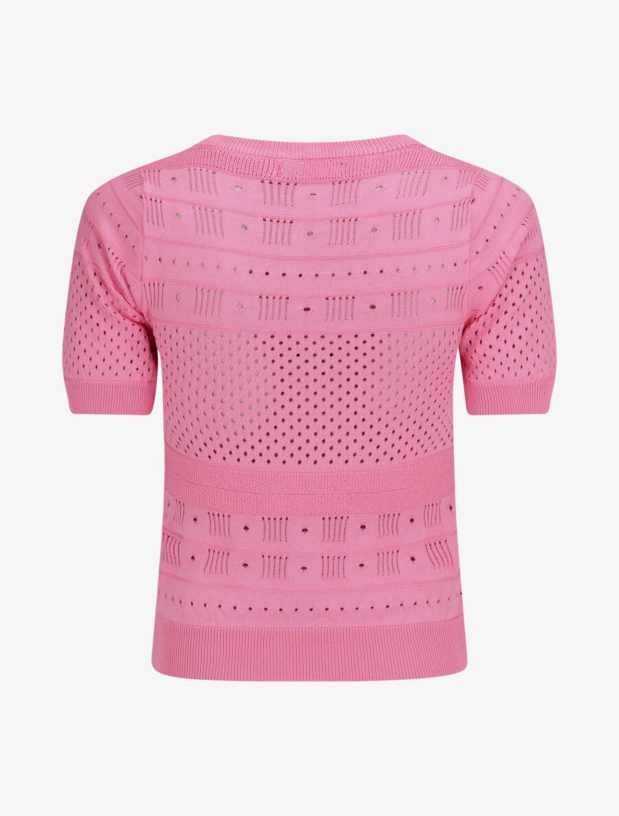 Top fin uni ajouré - Rose - 2
