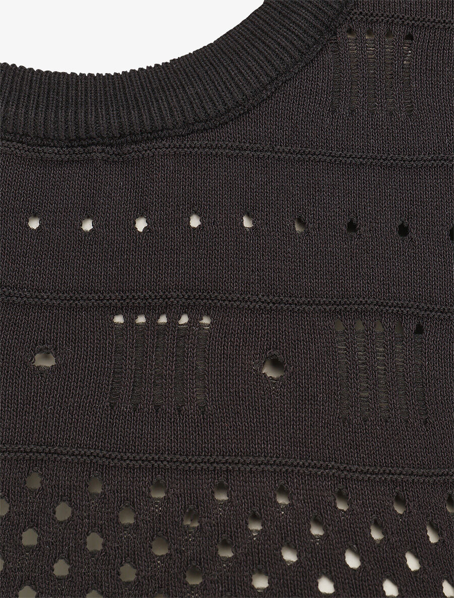 Top fin uni ajouré - Noir - 3