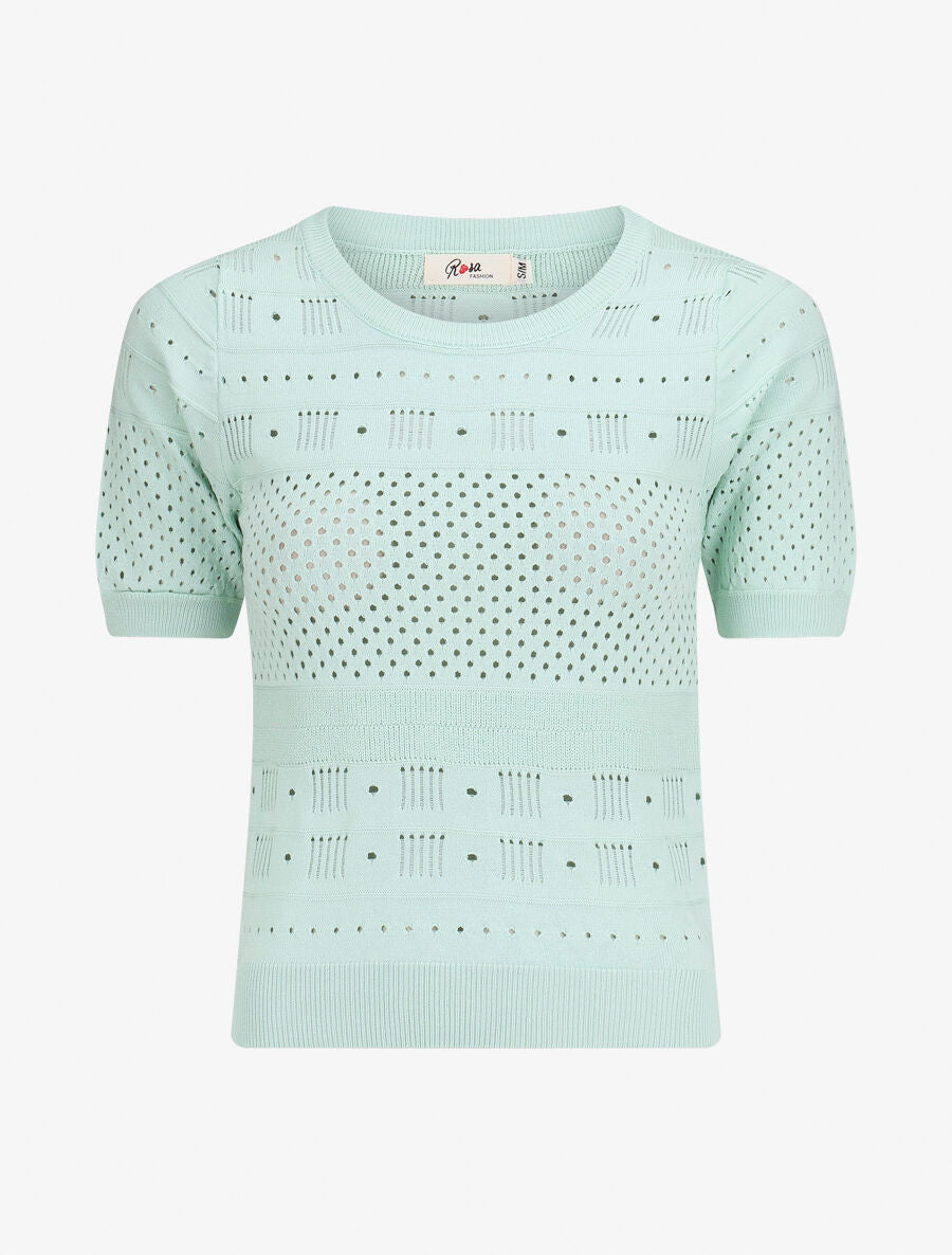 Top fin uni ajouré - Vert d&