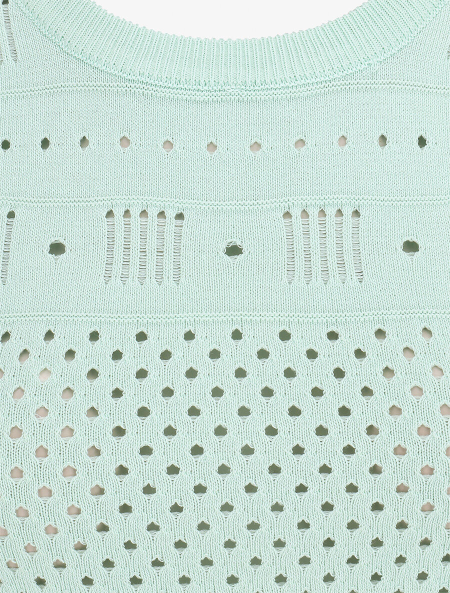 Top fin uni ajouré - Vert d&