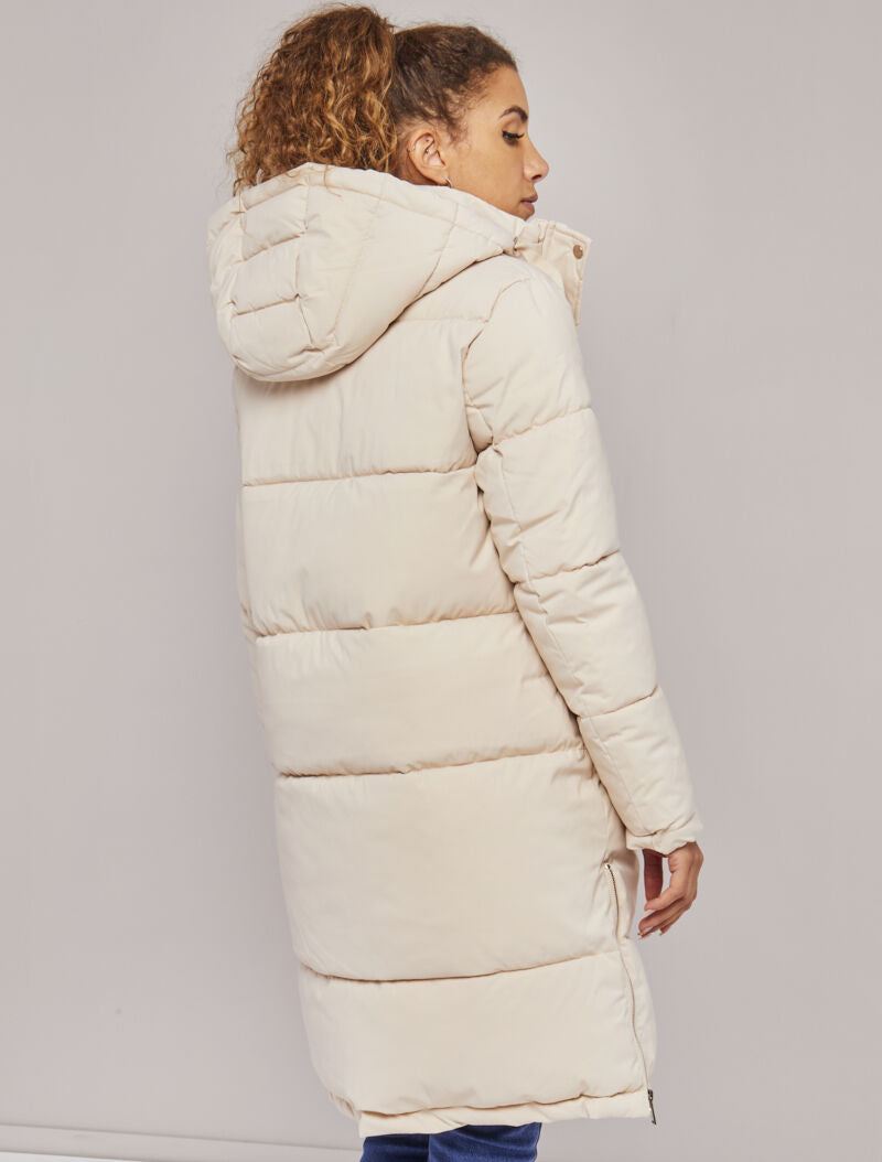 Doudoune mi-longue à capuche - Beige - 5