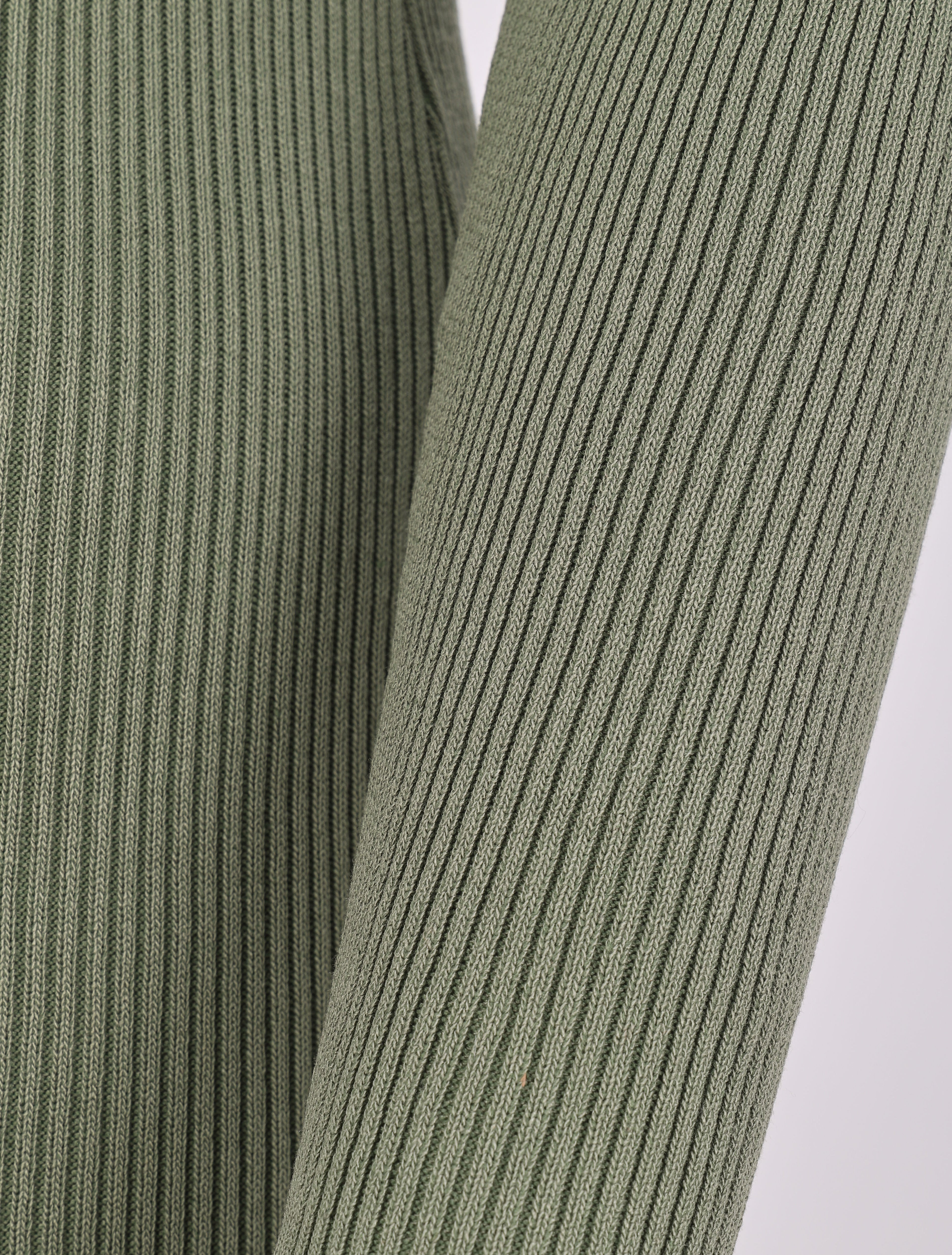 Robe pull côtelée et moulante à décolleté asymétrique - Kaki - 3