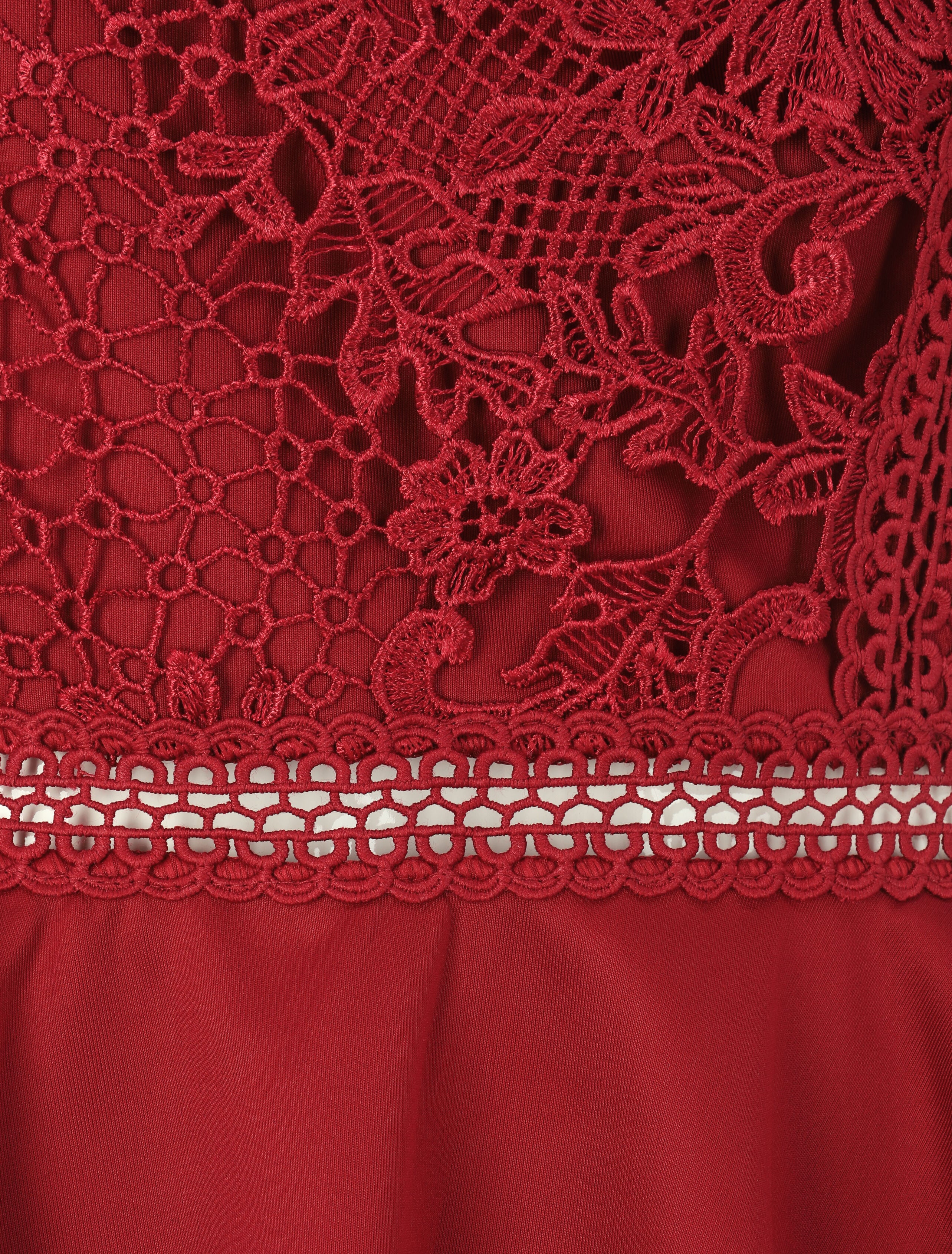 Robe péplum à buste en crochet - Bordeaux - 3