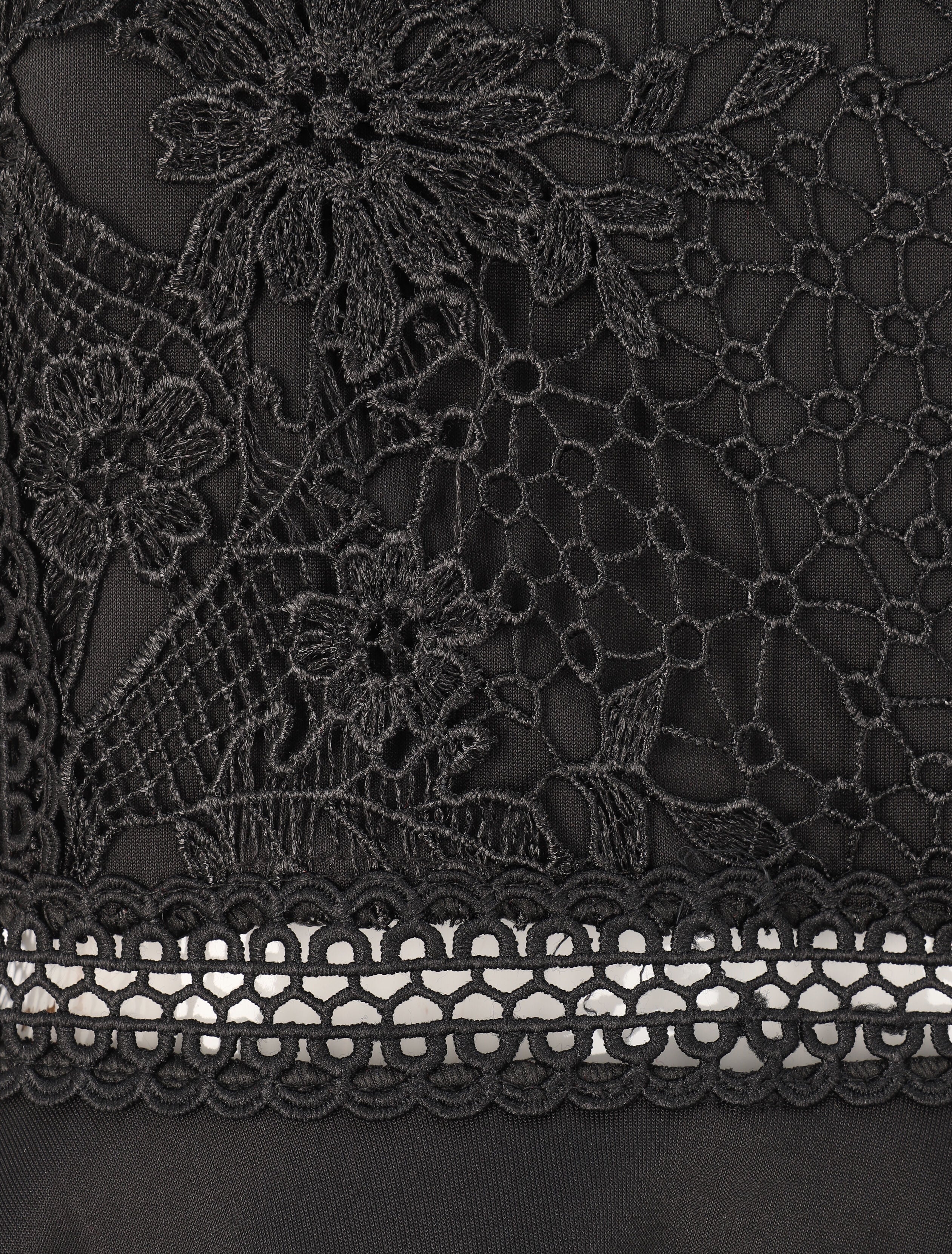 Robe péplum à buste en crochet - Noir - 3