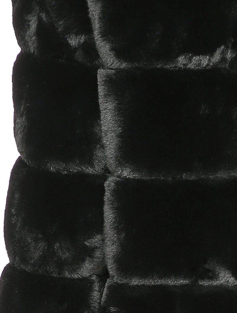 Manteau court en fausse fourrure à col rond - Noir - 3