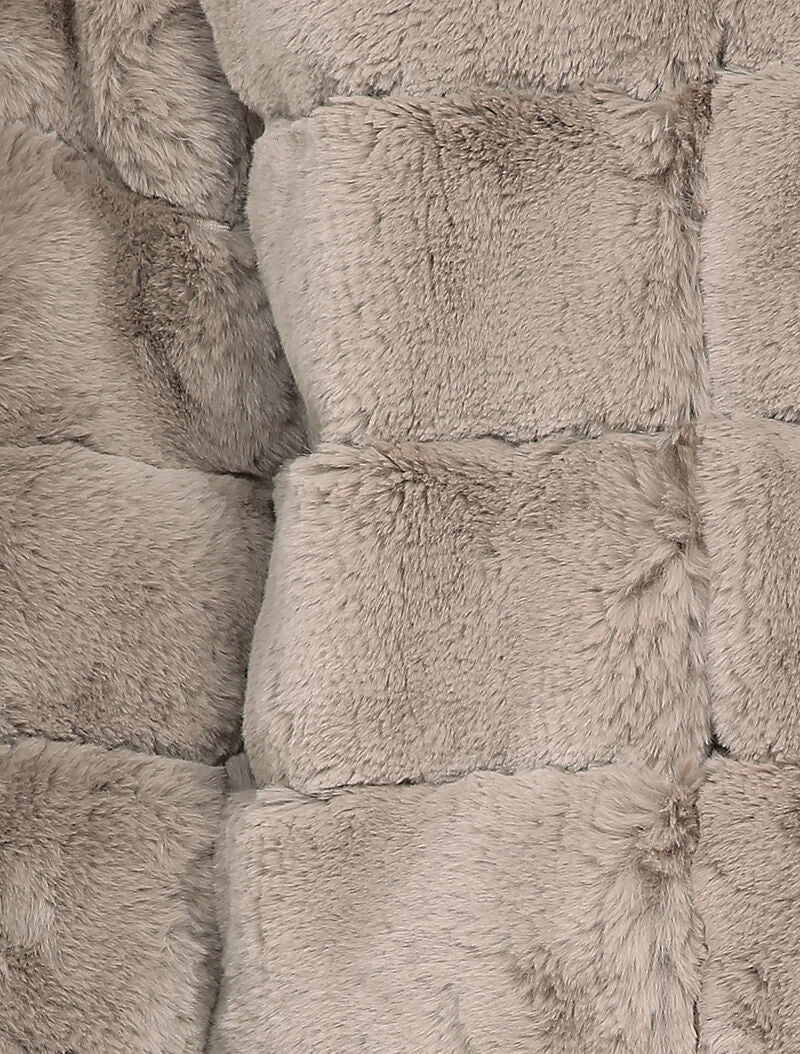 Manteau court en fausse fourrure à col rond - Taupe - 3