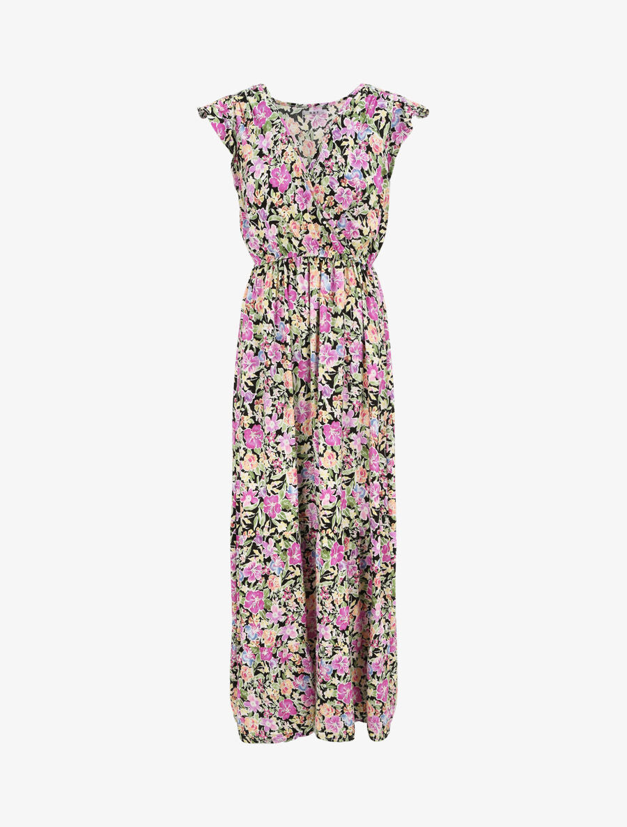 Robe longue à imprimé roses - Parme - 1