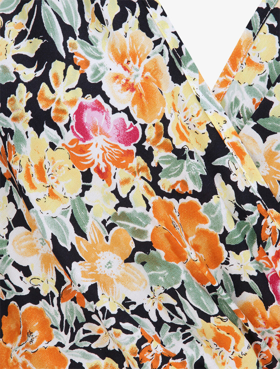 Robe longue à imprimé roses - Orange - 3