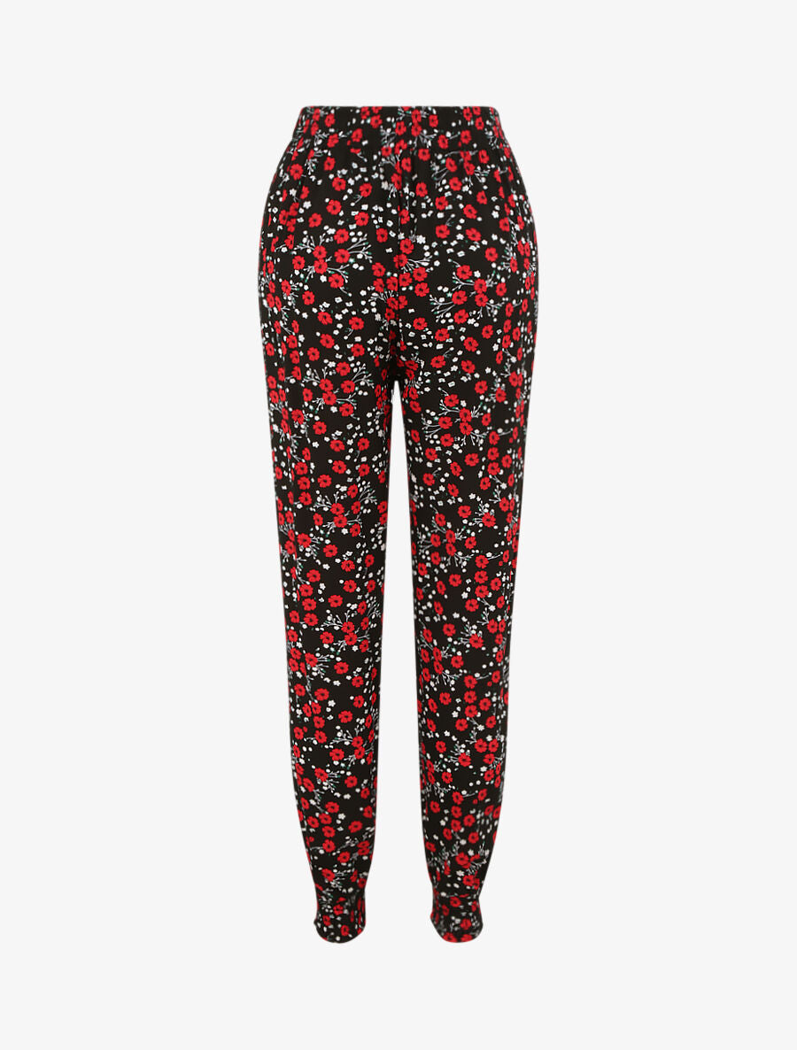 Pantalon imprimé fleurs des champs - Noir - 2