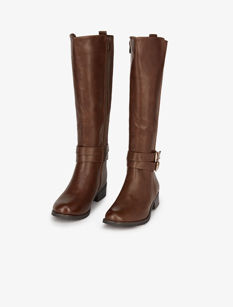 Bottes cavalières élastiquées - Camel - 4