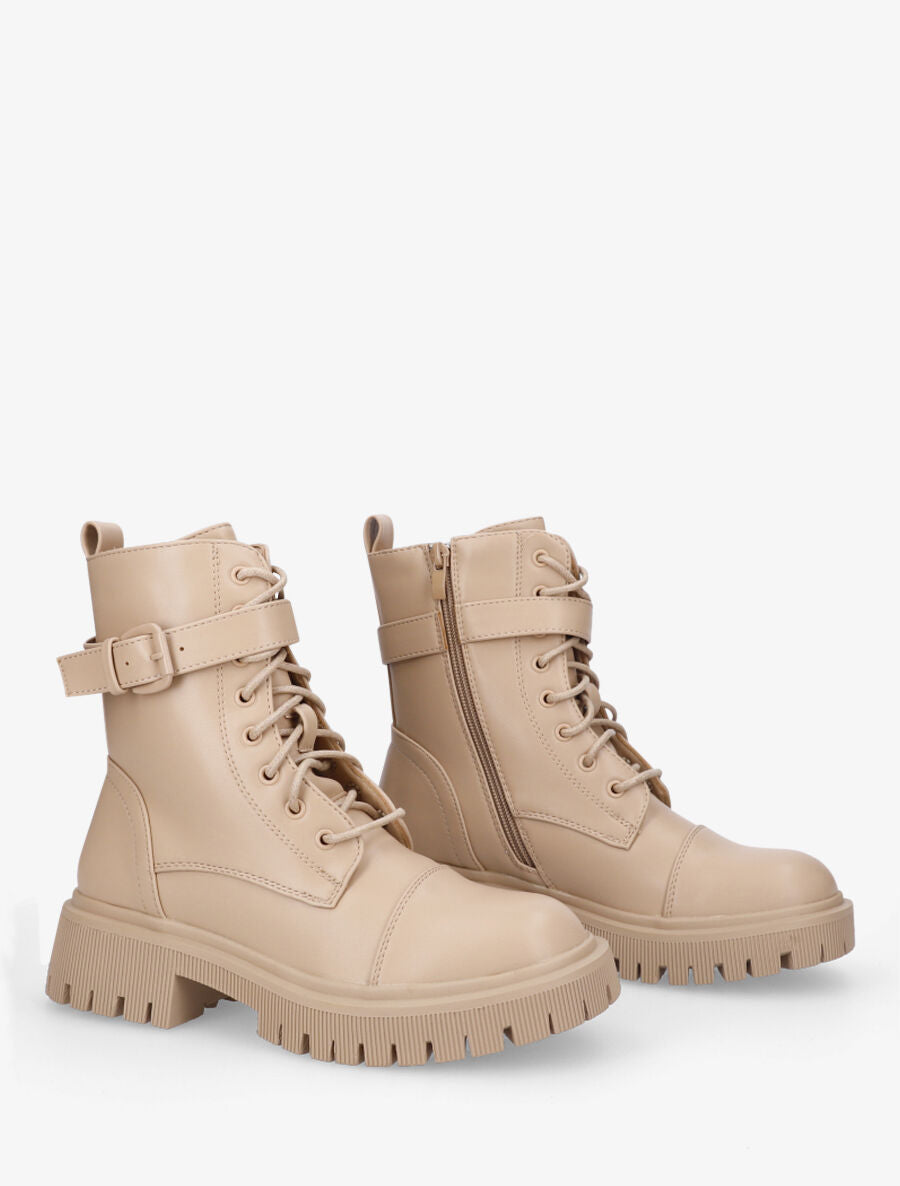 Rangers à boucle et semelle crantée - Beige - 4