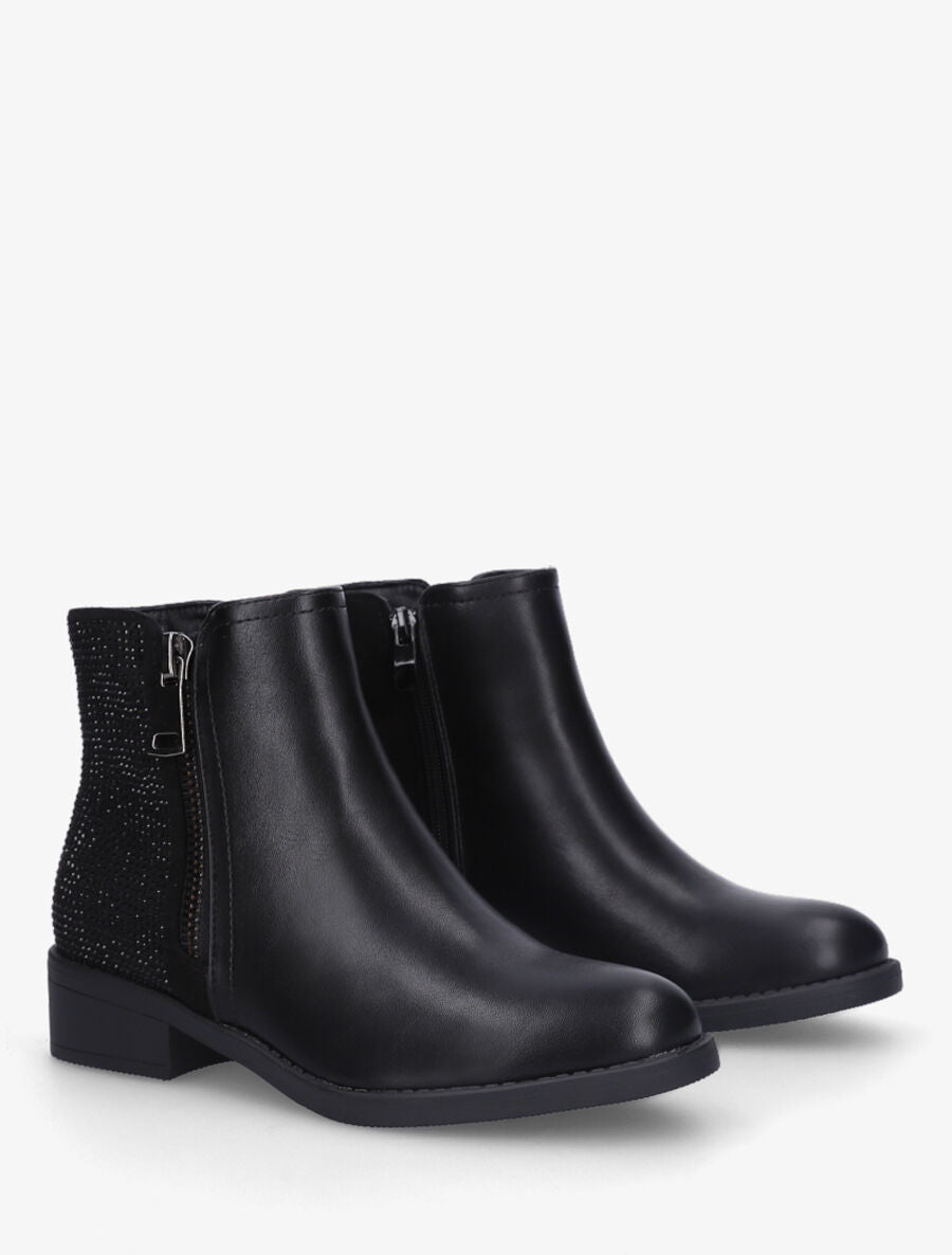 Bottines bi-matière et double zips - Noir - 4