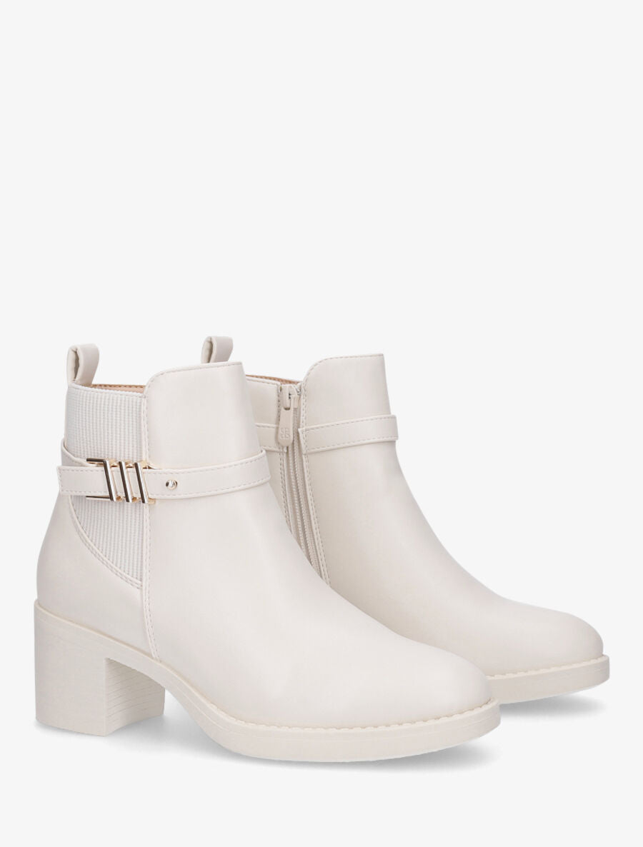 Bottines élastiquées à talon - Beige - 4