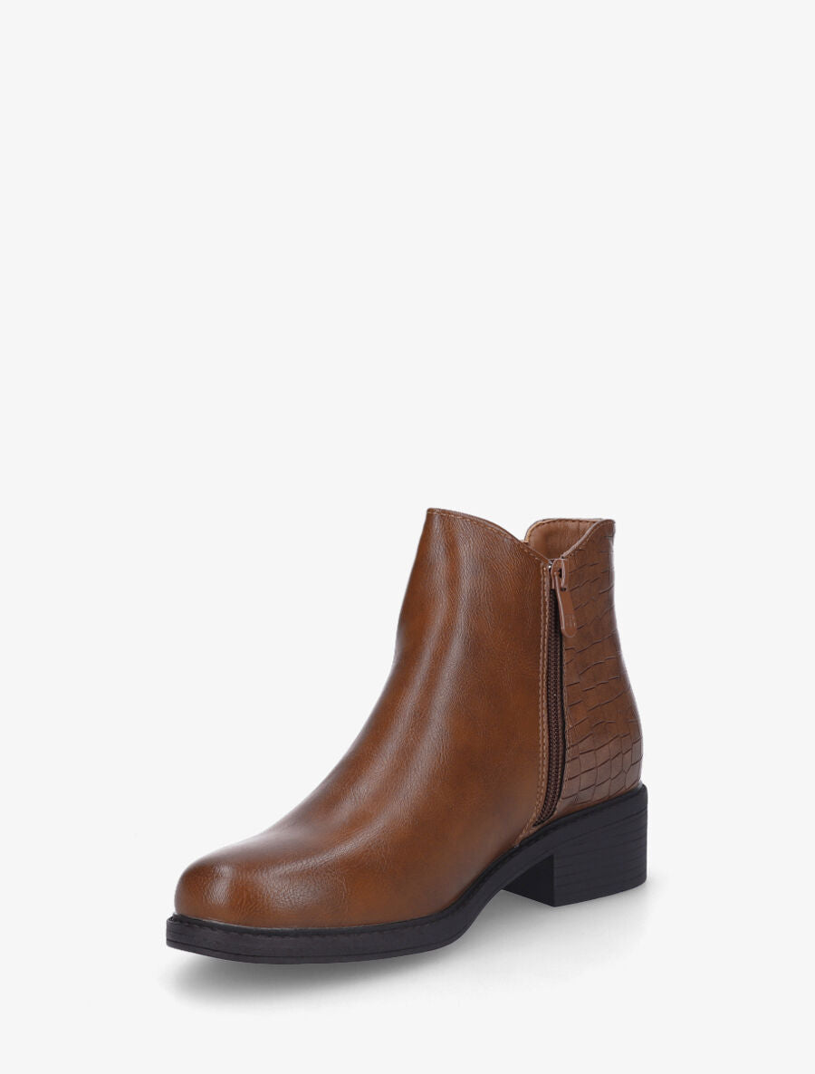 Bottines plates élastiquées croco - Camel - 3