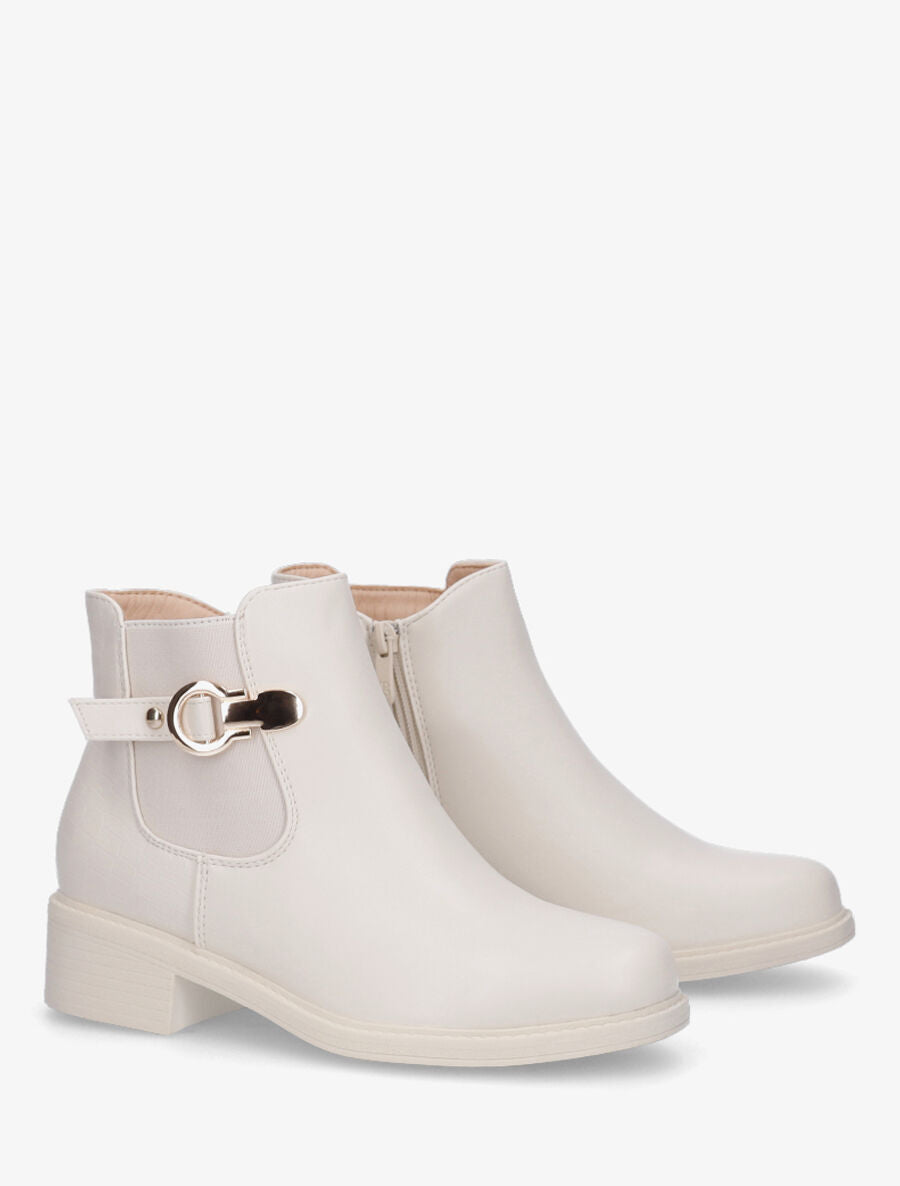 Bottines plates élastiquées croco - Beige - 4