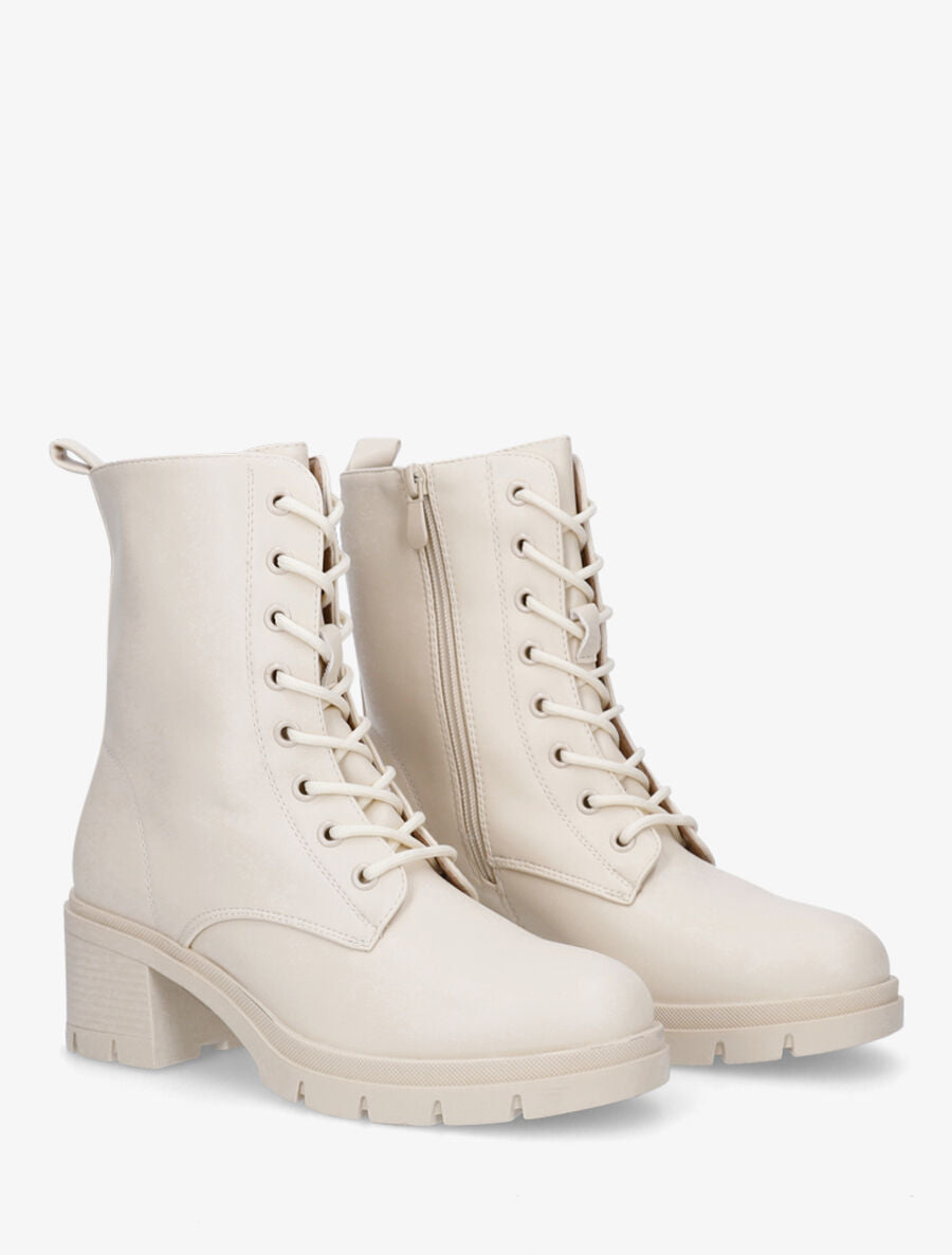 Bottines montantes à talon - Beige - 4
