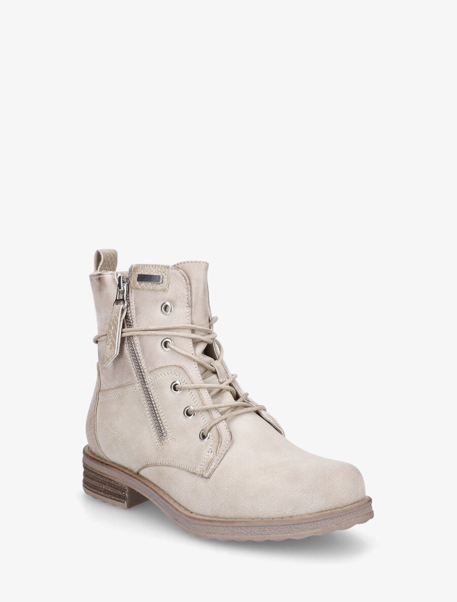 Bottines bi-matière à contrefort python - Beige - 3