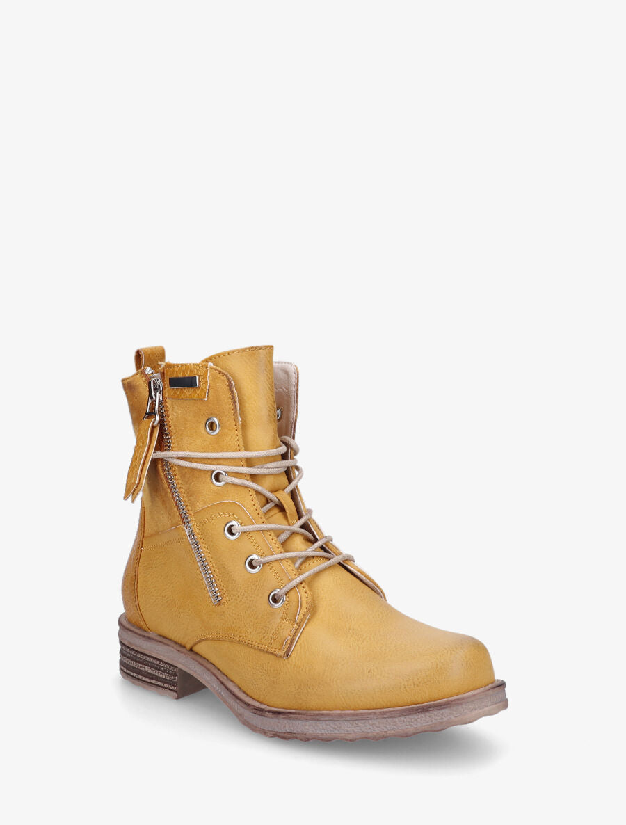 Bottines bi-matière à contrefort python - Jaune moutarde - 3
