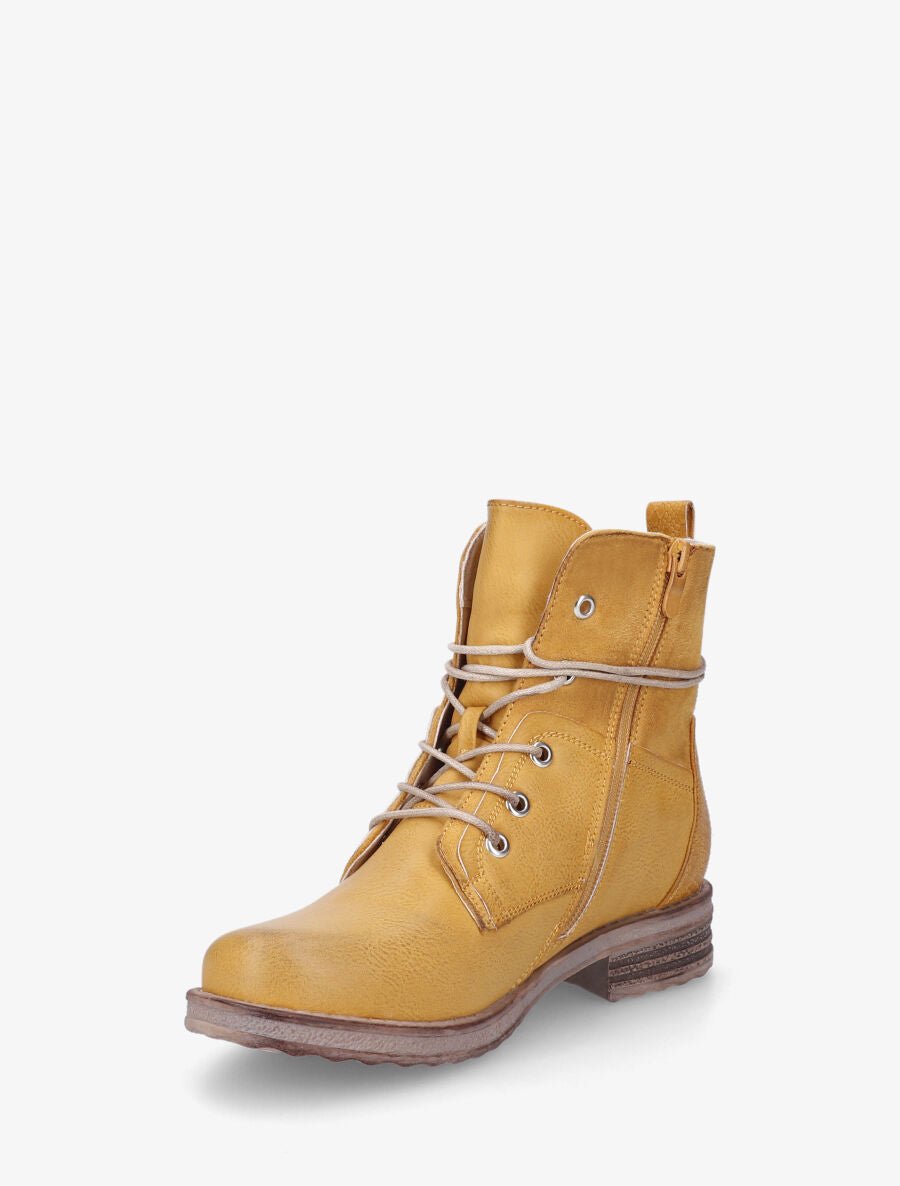 Bottines bi-matière à contrefort python - Jaune moutarde - 4