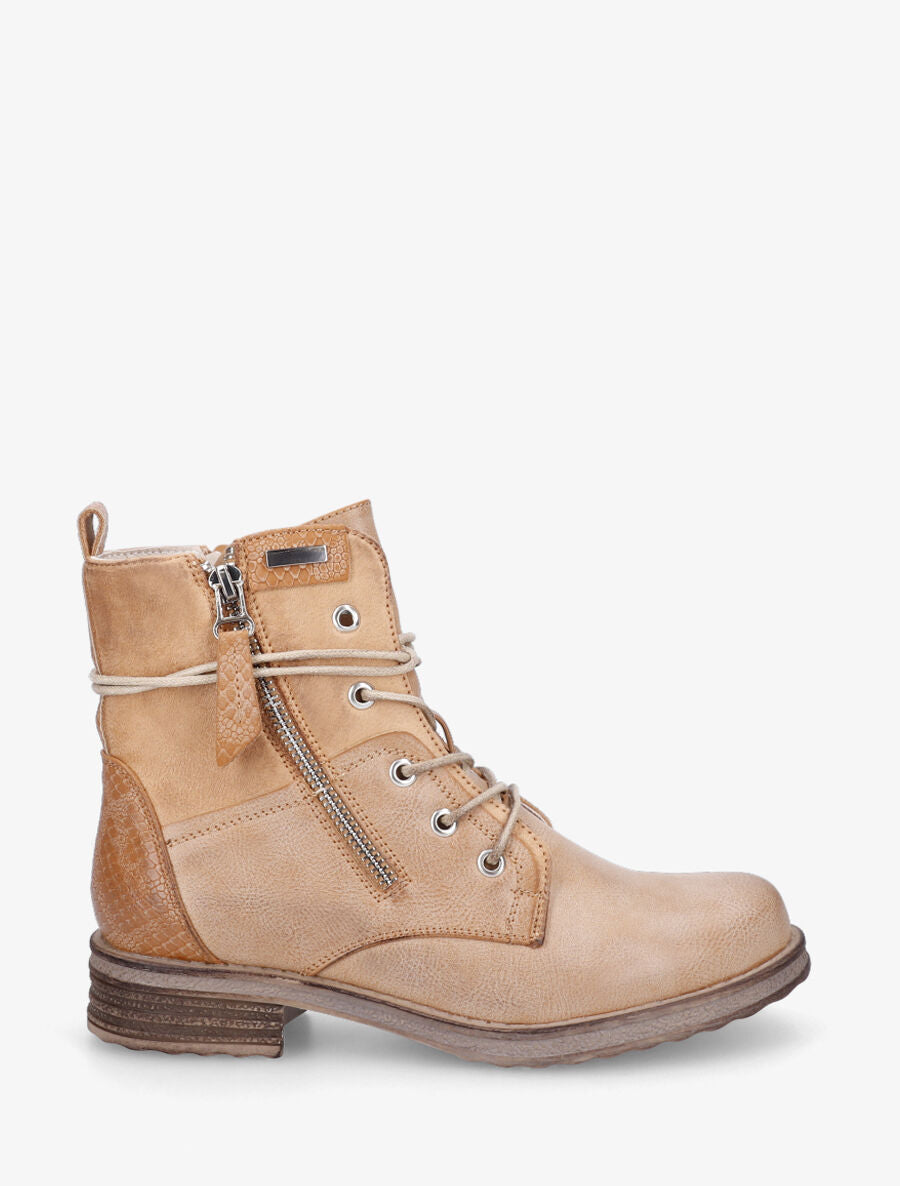 Bottines bi-matière à contrefort python - Camel - 5