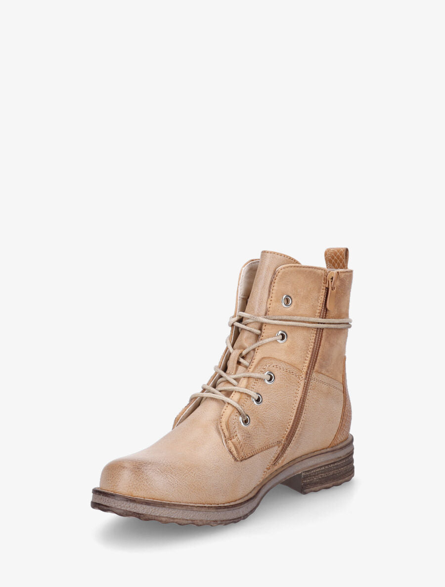 Bottines bi-matière à contrefort python - Camel - 3